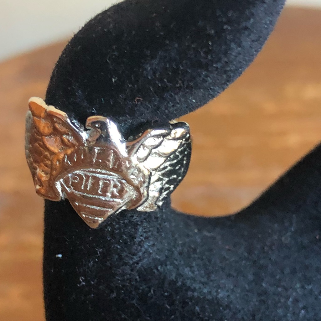 Biker Eagle Silvertone Ring